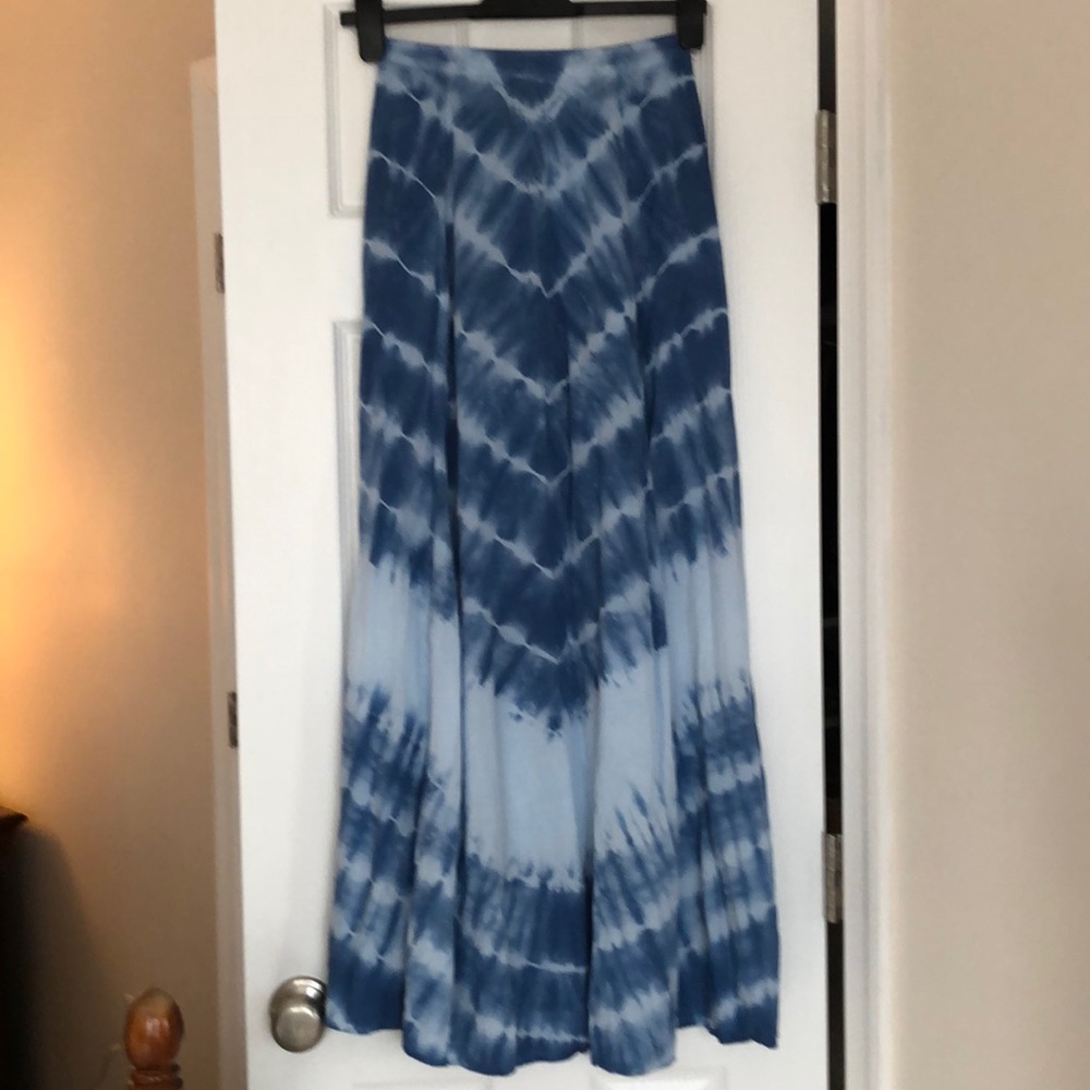 Lulus Blue Tie Dye Maxi Skirt